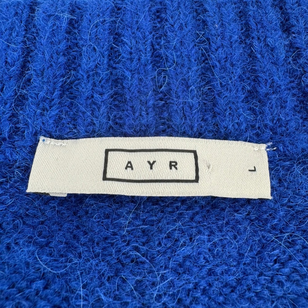 AYR The Kickback Crewneck Sweater Womens Large Blue Alpaca Merino Wool Blend - Picture 7 of 10